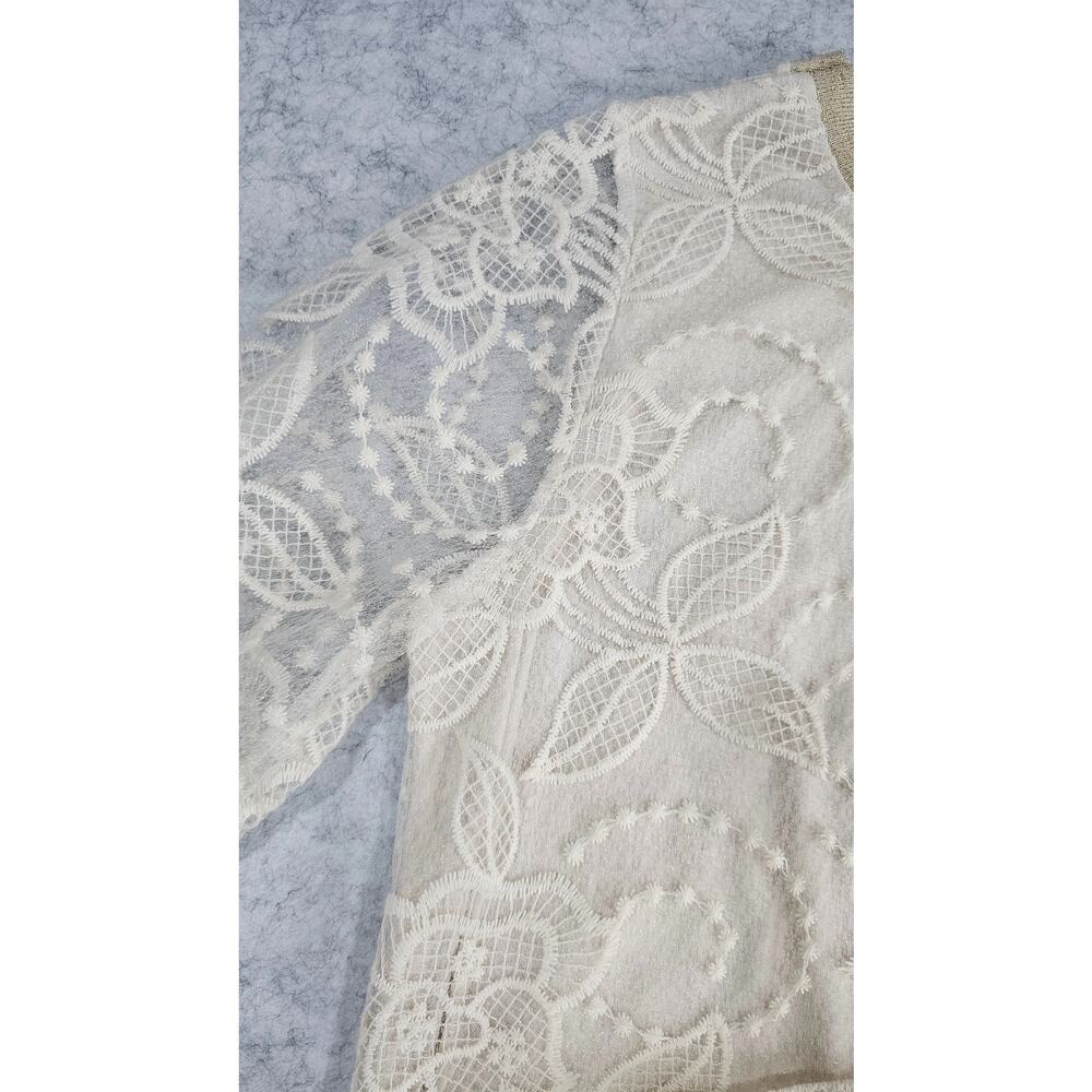 Astrid Floral Lace Overlay Top Metallic Trim Ivory XS Made in Italy NWT - Picture 10 of 15